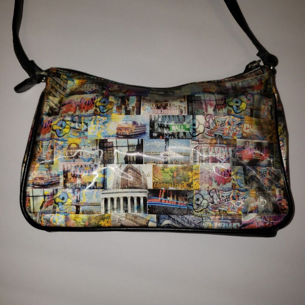 RELIC Hologram Purse New York City Collage Graffiti Handbag Faux Leather Purse